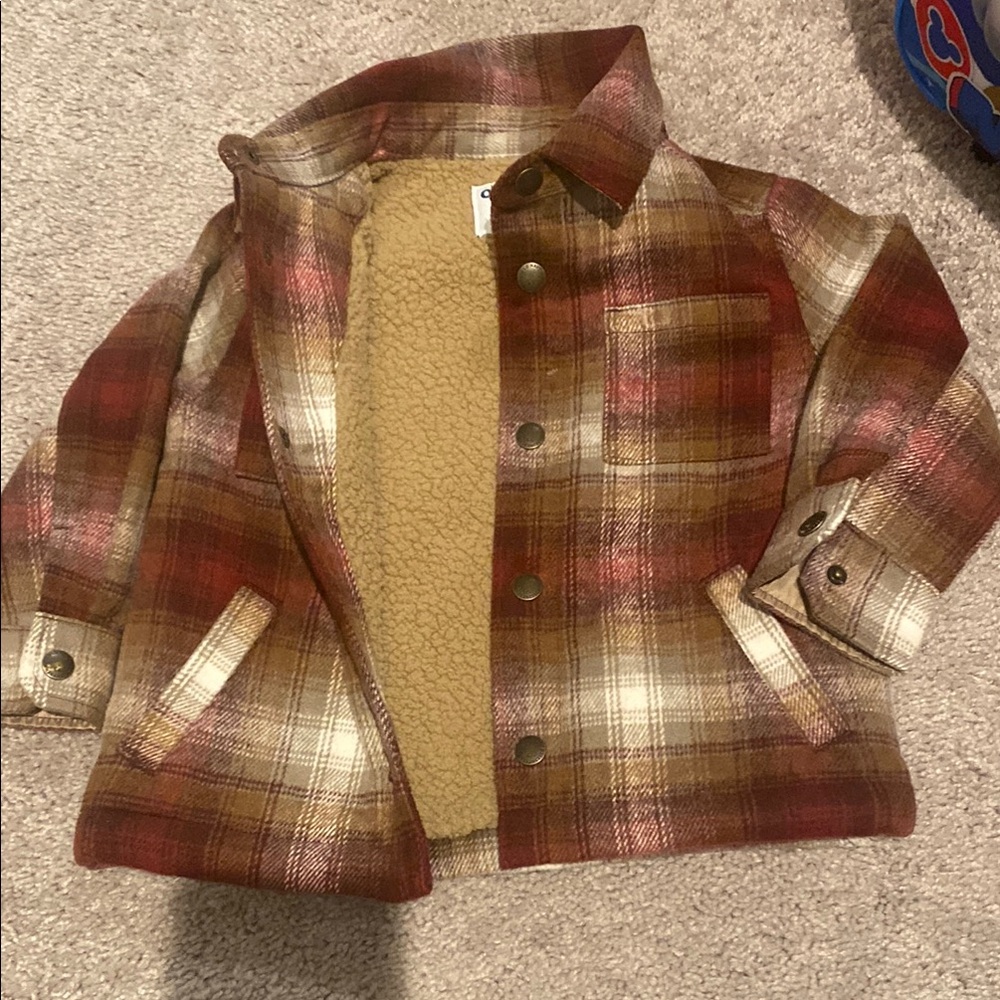 Plaid Kids Jacket with Sherpa Lining